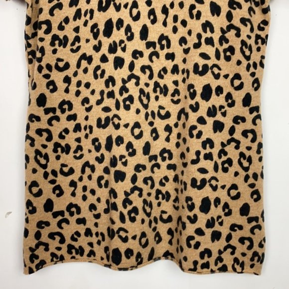 NWT J.Crew S 100% Cashmere Sweater Animal Leopard Print Short Sleeves - Picture 8 of 11